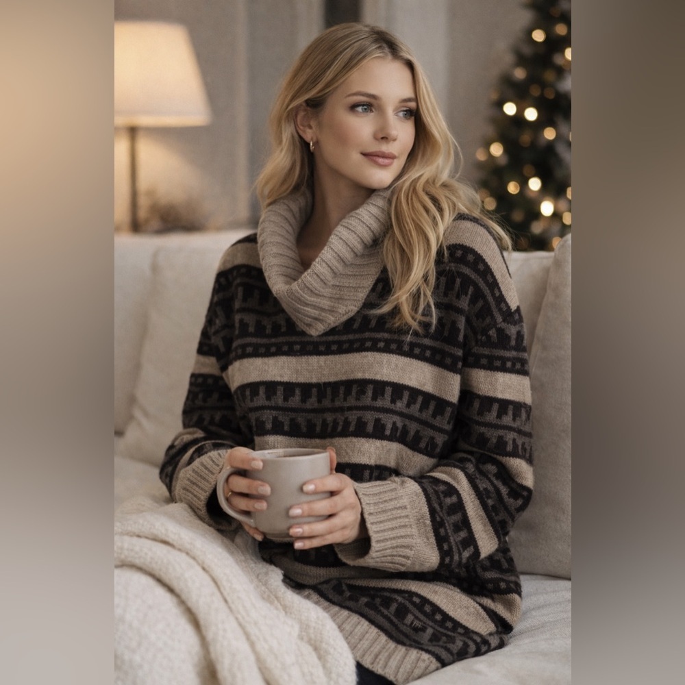 Vince 100% Wool Oversized Sweater Cozy Shawl Neck, Size Small Oversized Neutral​